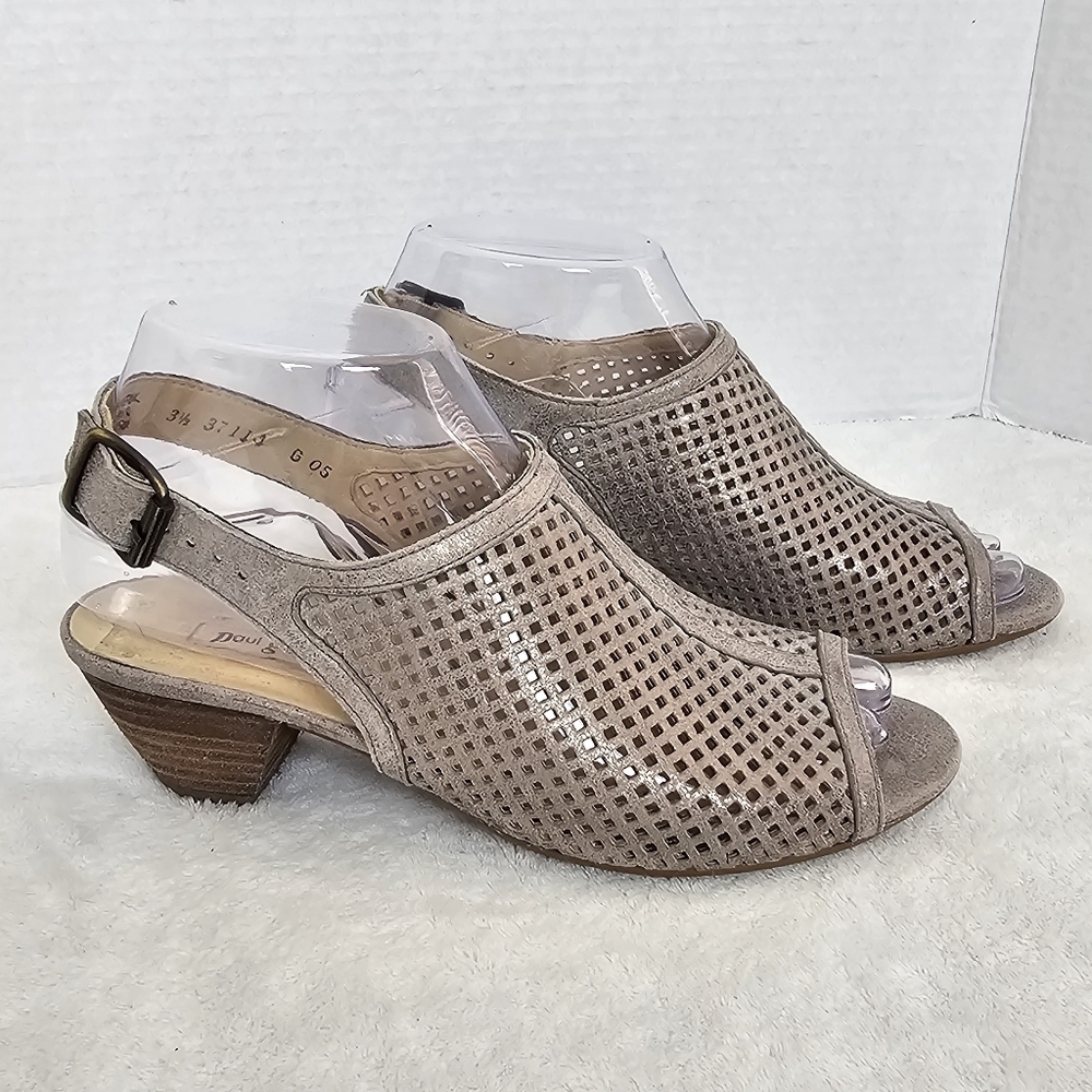 Paul Green Beige Perforated Heeled Sandals